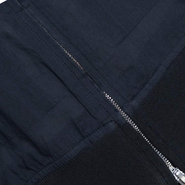 Pre Owned Hermes Charcoal Grey Cotton Zip Front Bomber Jacket L