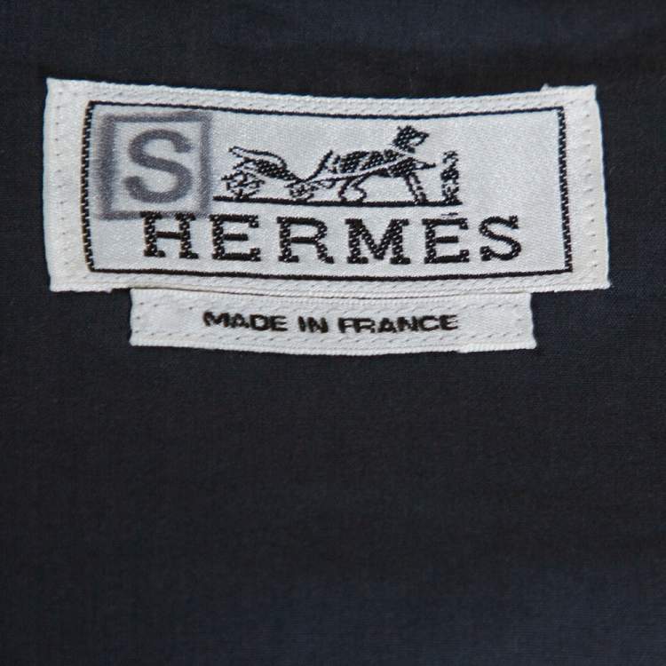 Pre Owned Hermes Charcoal Grey Cotton Zip Front Bomber Jacket L