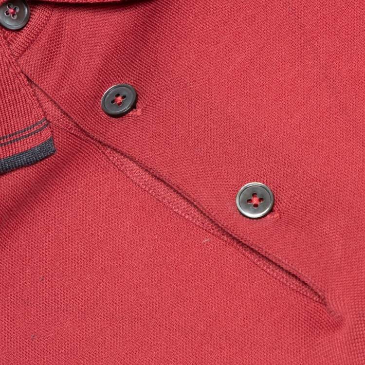 Pre Owned Hermes Brick Red Cotton Pique Polo T-Shirt M