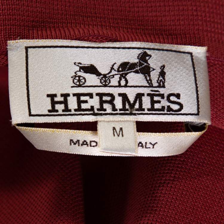 Pre Owned Hermes Brick Red Cotton Pique Polo T-Shirt M