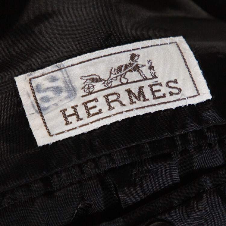 Pre Owned Hermes Anthracite Cashmere & Leather Trim Liverpool Mid Length Coat M 