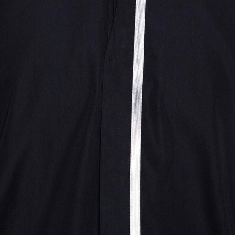 Pre Owned Hermes Black Cotton Stripe Detail Long Sleeve Shirt XXL
