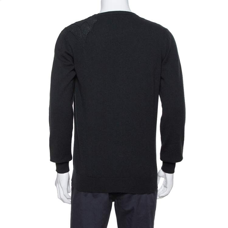 Pre Owned Hermes Black Spider Embroidered Cashmere Sweater L