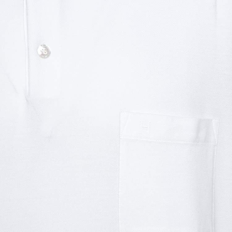 Pre Owned Hermès White Cotton Pique Polo T-Shirt 3XL 