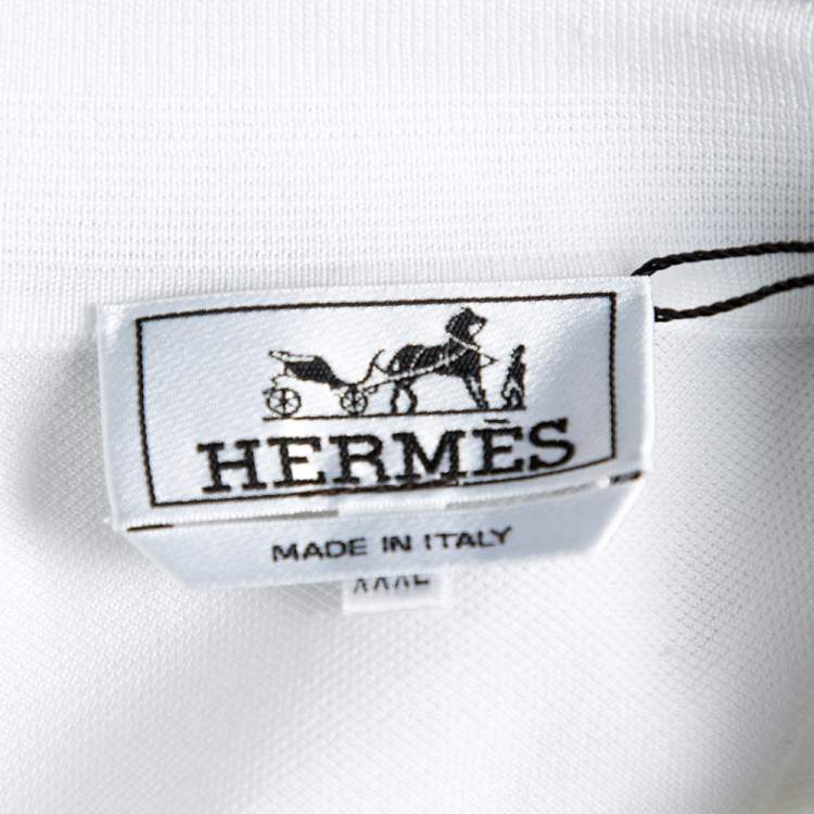 Pre Owned Hermès White Cotton Pique Polo T-Shirt 3XL 