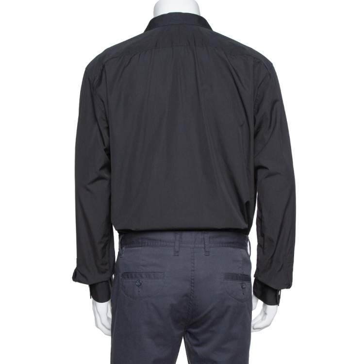 Pre Owned Hermes Black Cotton Button Front Long Sleeve Shirt 5XL
