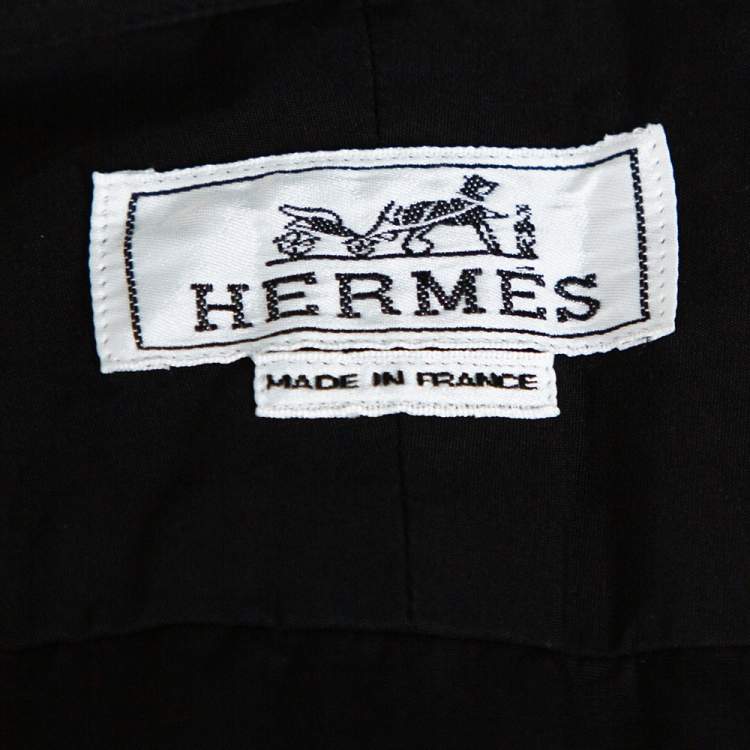Pre Owned Hermes Black Cotton Button Front Long Sleeve Shirt 5XL