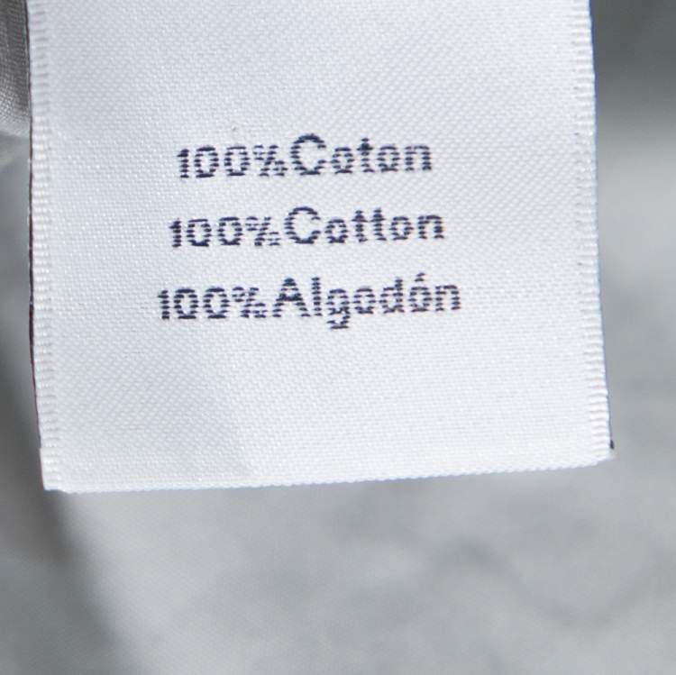 Pre Owned Hermes Grey Cotton Contrast Applique Detail Button Front Shirt XL
