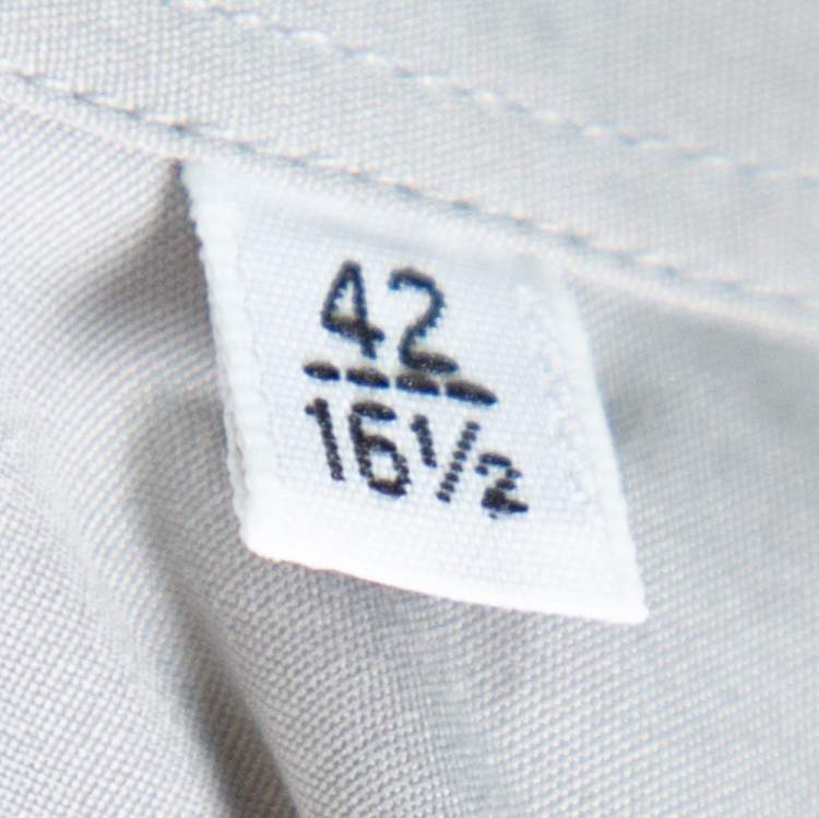 Pre Owned Hermes Grey Cotton Contrast Applique Detail Button Front Shirt XL