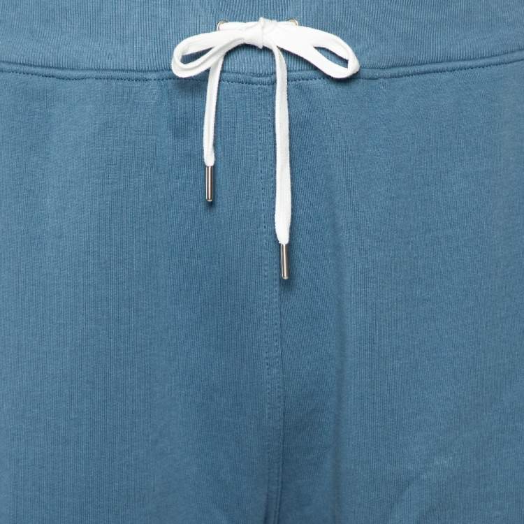 Pre Owned Hermes Blue Cotton Contrast Trim Detail Jogging Shorts XL
