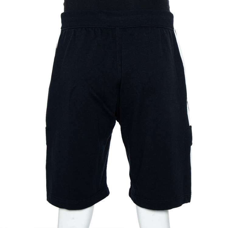 Pre Owned Hermes Black Cotton Contrast Trim Detail Jogging Shorts XL