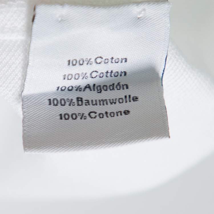 Pre Owned Hermes White Cotton Pique Logo Embroidered Pocket Detail Crewneck T-Shirt L