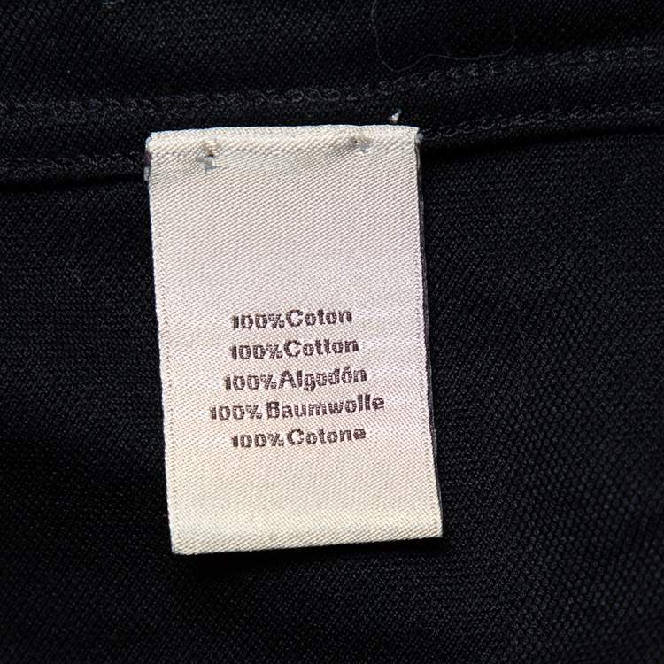 Pre Owned Hermes Black Cotton Pique Logo Embroidered Polo T-Shirt L