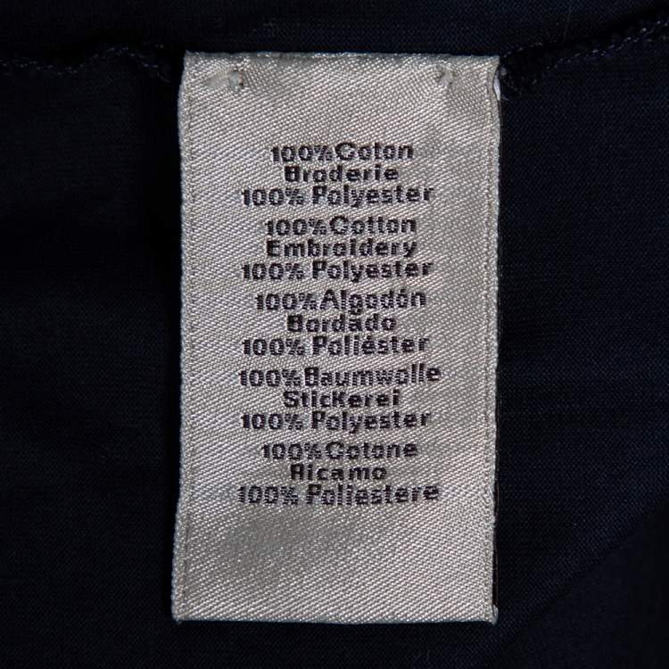 Pre Owned Hermes Navy Blue Mors Embroidered Cotton Crewneck Blanc T-Shirt S 