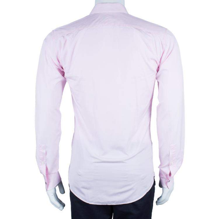Pre Owned Hermes Men's Pink Straight Fit Poplin Shirt S