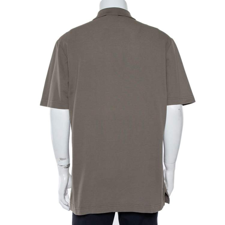 Pre Owned Hermès Olive Green Cotton Pique Polo T-Shirt XXL