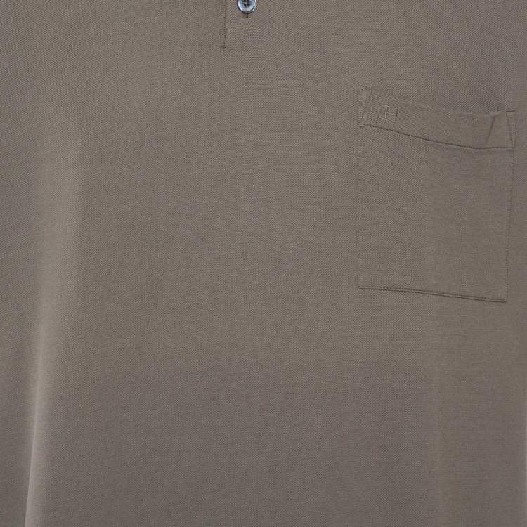 Pre Owned Hermès Olive Green Cotton Pique Polo T-Shirt XXL