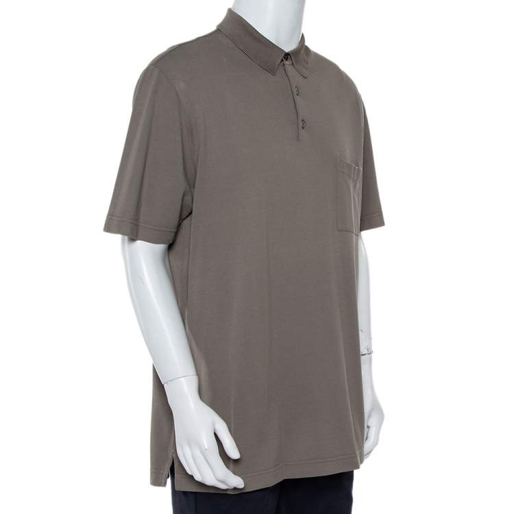 Pre Owned Hermès Olive Green Cotton Pique Polo T-Shirt XXL
