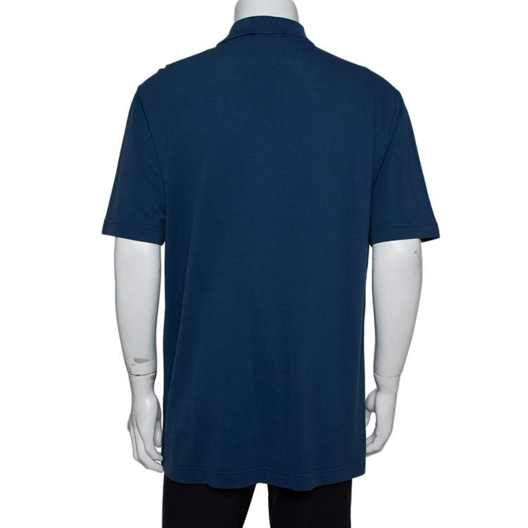 Pre Owned Hermes Blue Cotton Pique  Polo T-Shirt XXL