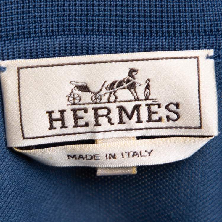 Pre Owned Hermes Blue Cotton Pique  Polo T-Shirt XXL