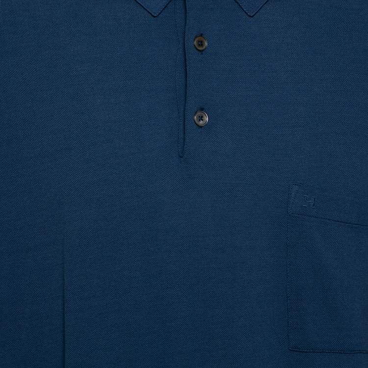 Pre Owned Hermes Blue Cotton Pique  Polo T-Shirt XXL