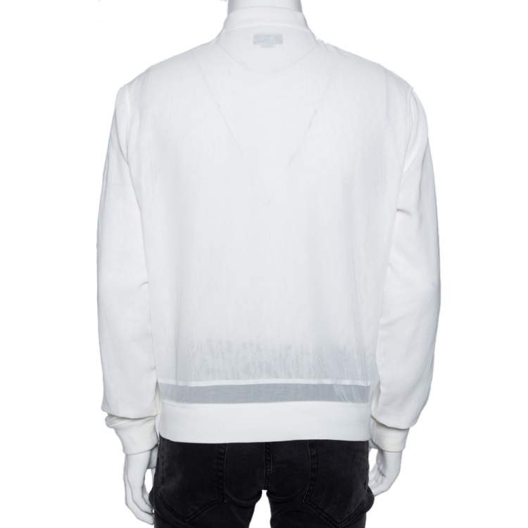 Pre Owned Hermes White Cotton Bomber Jacket XXXS
