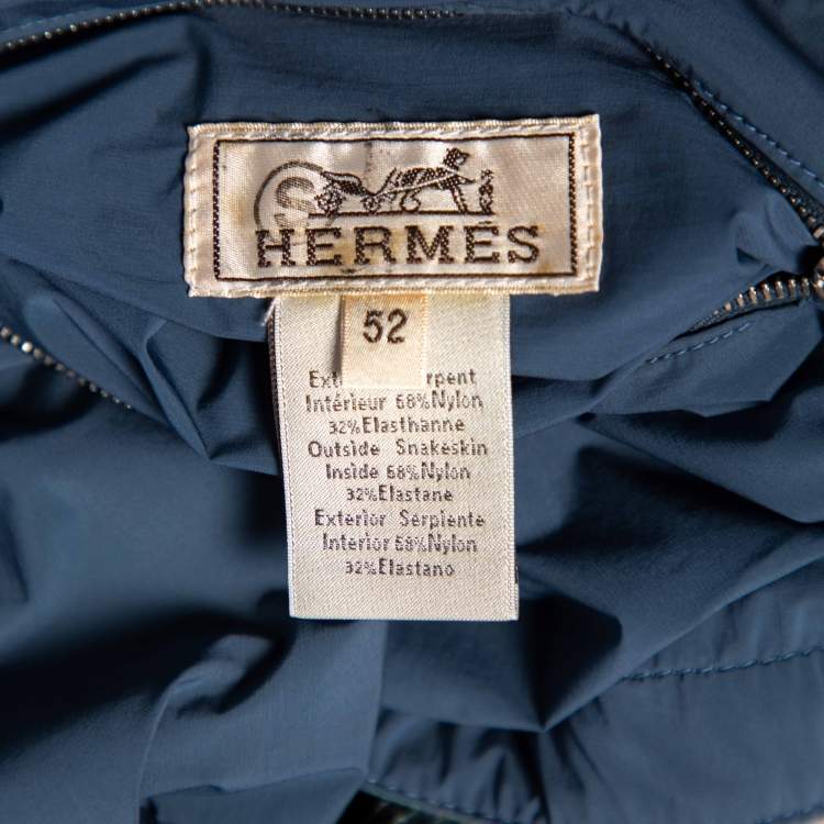 Pre Owned Hermès Blue Snakeskin Leather Reversible Jacket XL