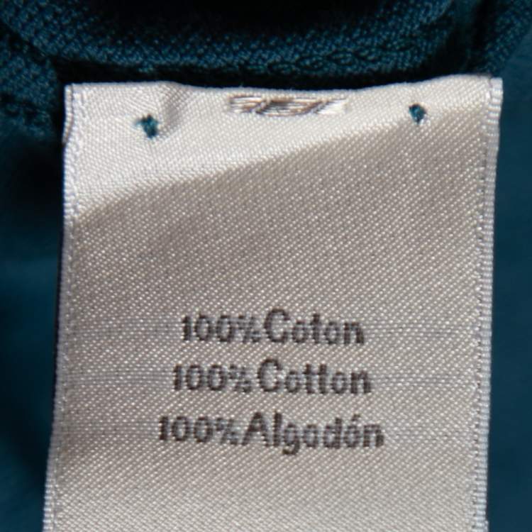 Pre Owned Hermes Teal Blue Cotton Pique H Embroidered Crewneck T-Shirt XS