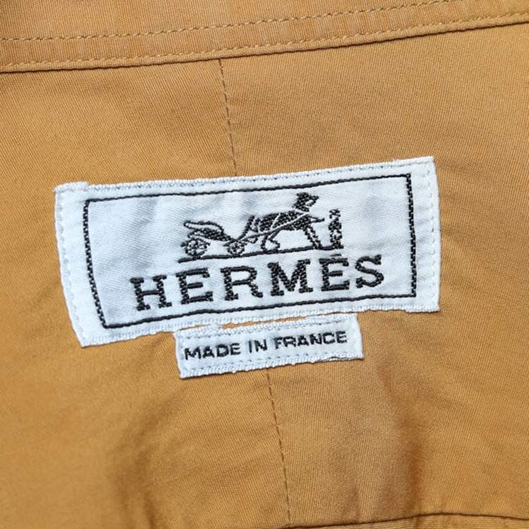 Pre Owned Hermes Mustard Yellow Cotton Button Front Shirt L