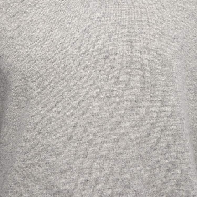 Pre Owned Hermes Grey Cashmere V-Neck Long Sleeve Sweater XXL