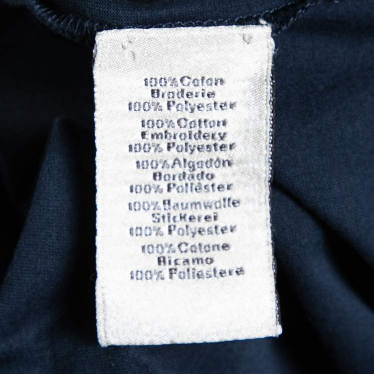 Pre Owned Hermes Navy Blue Mors Embroidered Cotton Crewneck T-Shirt M