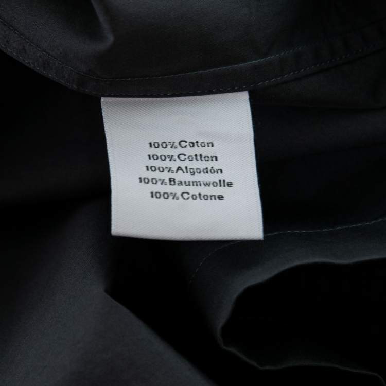 Pre Owned Hermes Slate Blue Cotton Poplin Zip Detail T-Shirt XXL