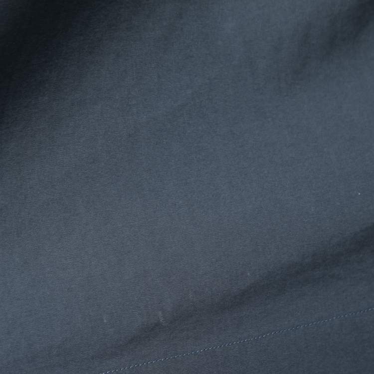 Pre Owned Hermes Slate Blue Cotton Poplin Zip Detail T-Shirt XXL