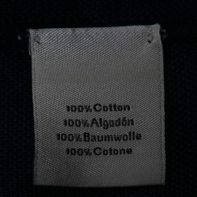 Pre Owned Hermes Navy Blue Intarsia Knit Round Neck Short Sleeve T-Shirt L