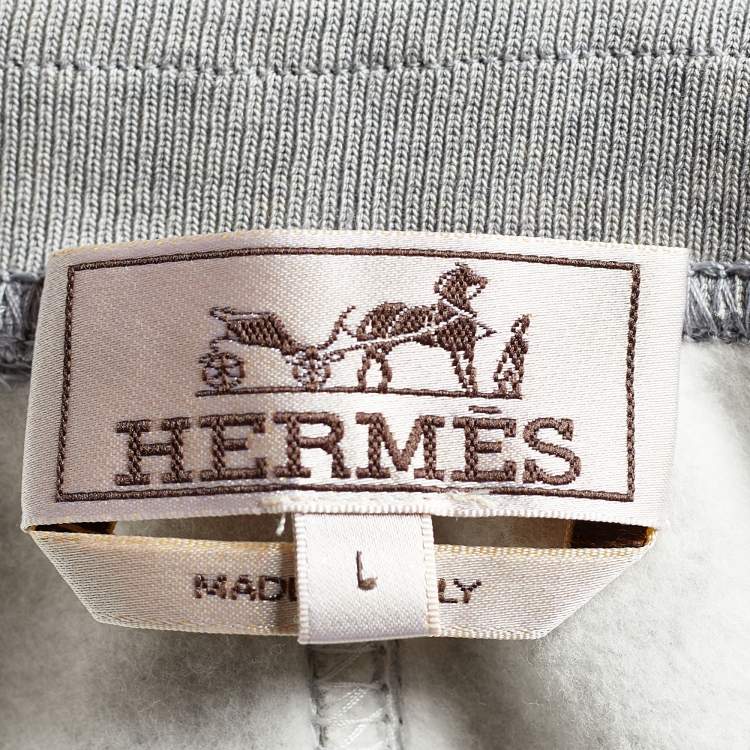 Pre Owned Hermes Grey Cotton Run H Jogging Pants L