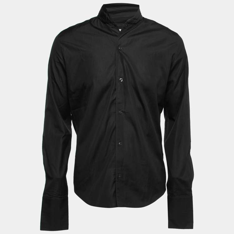 Pre Owned Hermés Black Poplin Button Front Shirt S