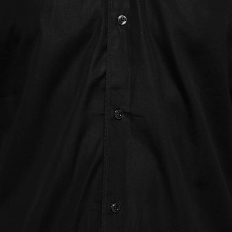 Pre Owned Hermés Black Poplin Button Front Shirt S