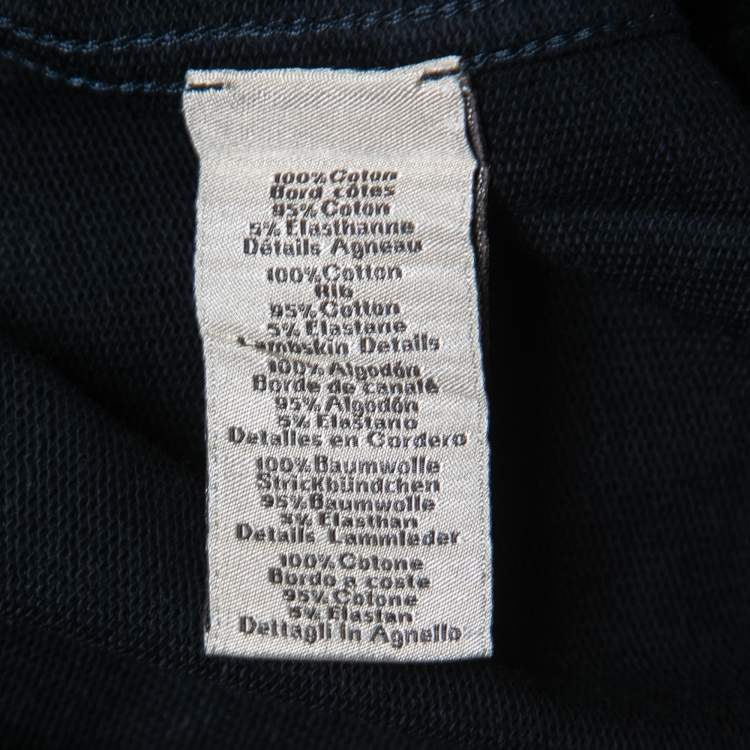 Pre Owned Hermes Navy Blue Cotton Embroidered Detail Short Sleeve T-Shirt L