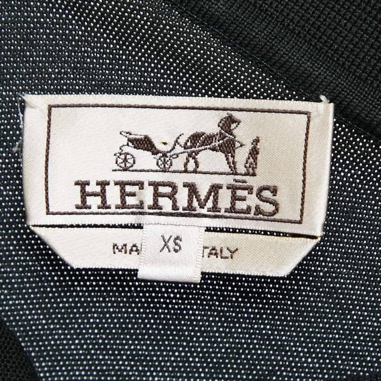 Pre Owned Hermes Black Cotton Pique Polo T-Shirt XS