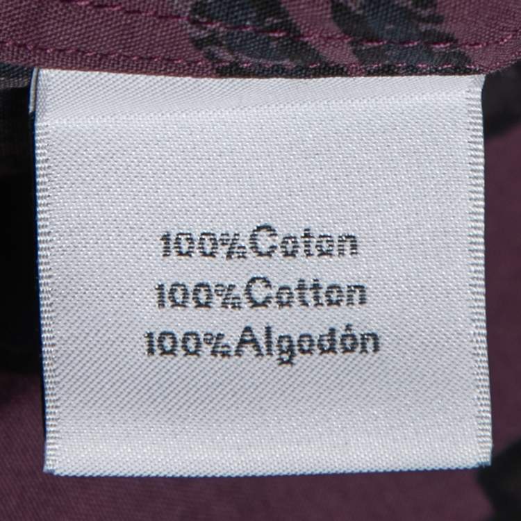 Pre Owned Hermes Dark Purple Printed Cotton Button Front Shirt L