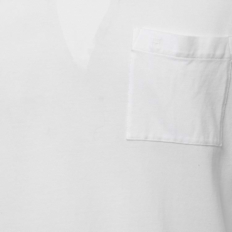 Pre Owned Hermes White Cotton Pique Crew Neck T-Shirt L