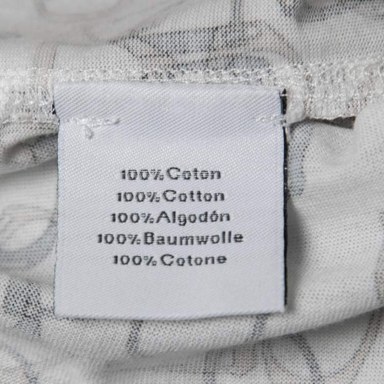 Pre Owned Hermes White Printed Cotton T-Shirt L