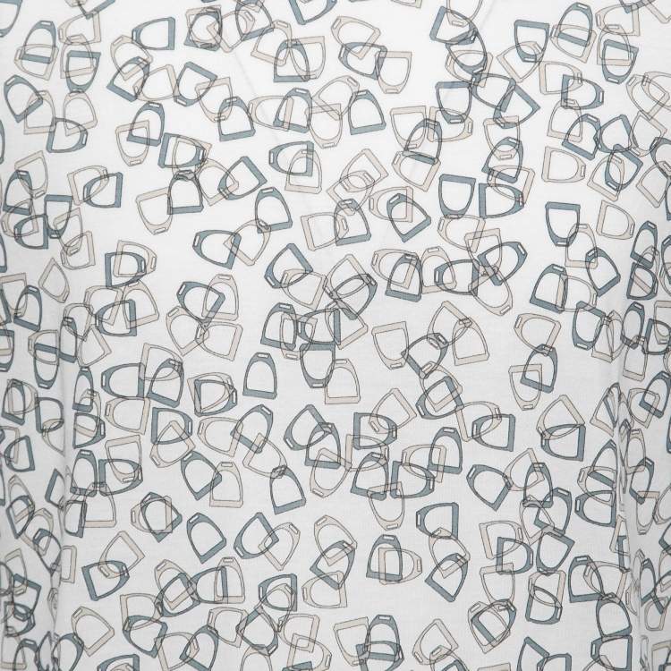 Pre Owned Hermes White Printed Cotton T-Shirt L