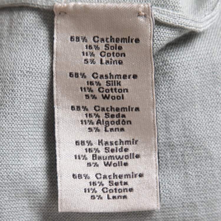 Pre Owned Hermes Grey Patterned Cashmere Blend Knit T-Shirt L 