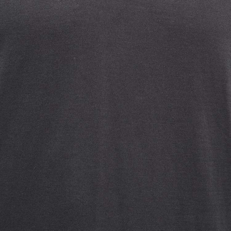 مملوكة مسبقًا Hermes Grey Cotton Knit Stripe Detail Polo T-Shirt L