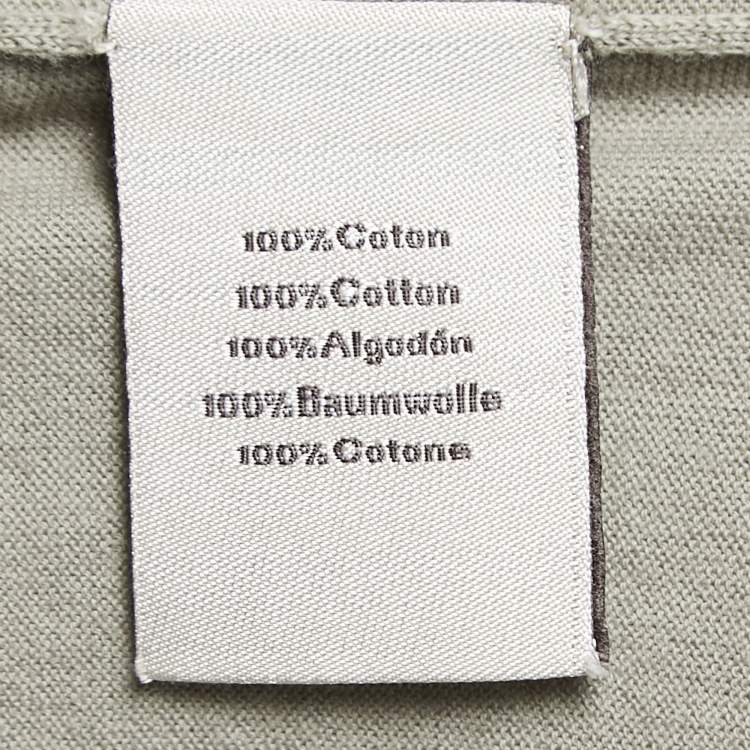 Pre Owned Hermes Grey Cotton Knit Stripe Detail Round Neck T-Shirt L