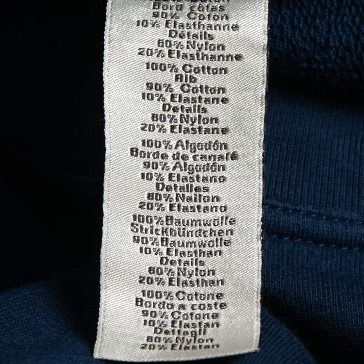 مملوكة مسبقًا Hermes Blue Cotton Stripe Detail Half Sleeve Crew Neck T-Shirt L