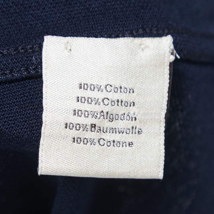Pre Owned Hermes Navy Blue Cotton Pique Pocket Detail T-Shirt XXL