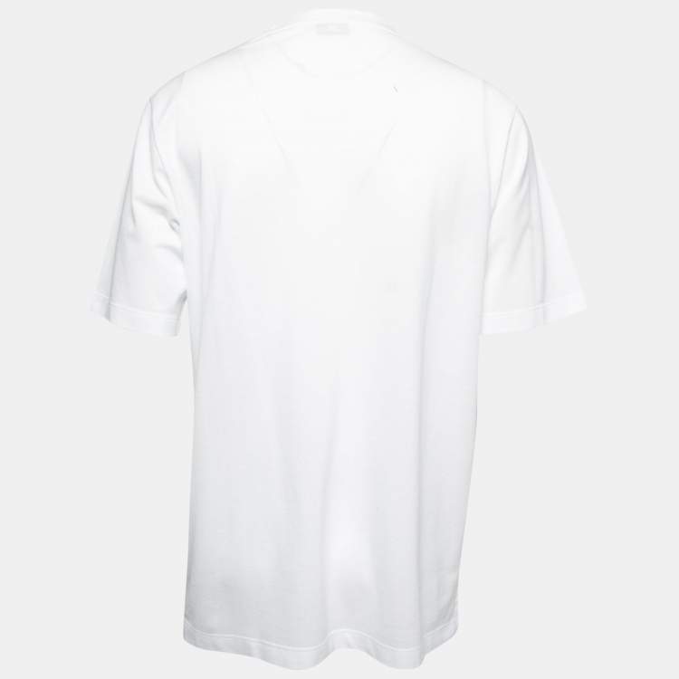 Pre Owned Hermes White Cotton Pique Crew Neck Half Sleeve T-Shirt XXL