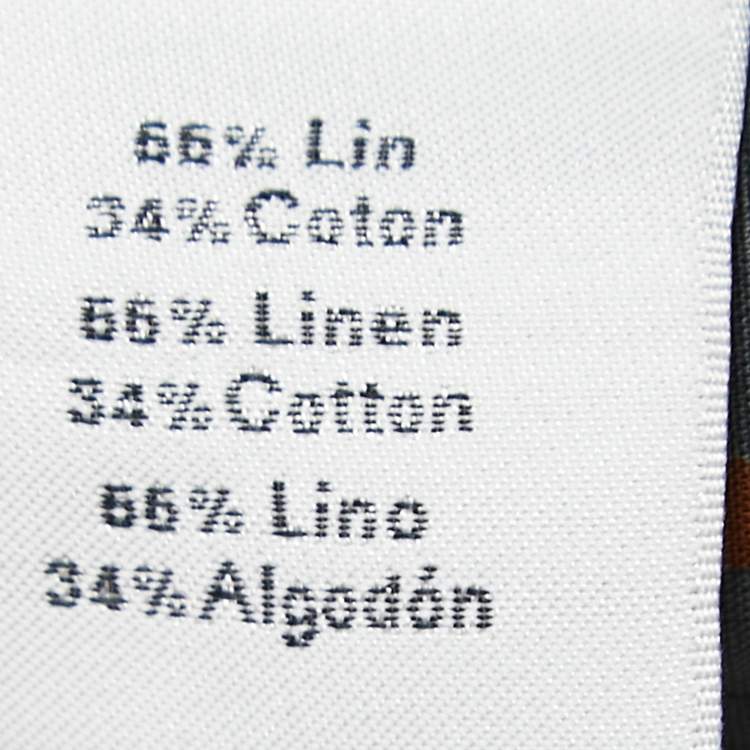 Pre Owned Hermes Blue Printed Linen Blend Full Sleeve Shirt XL